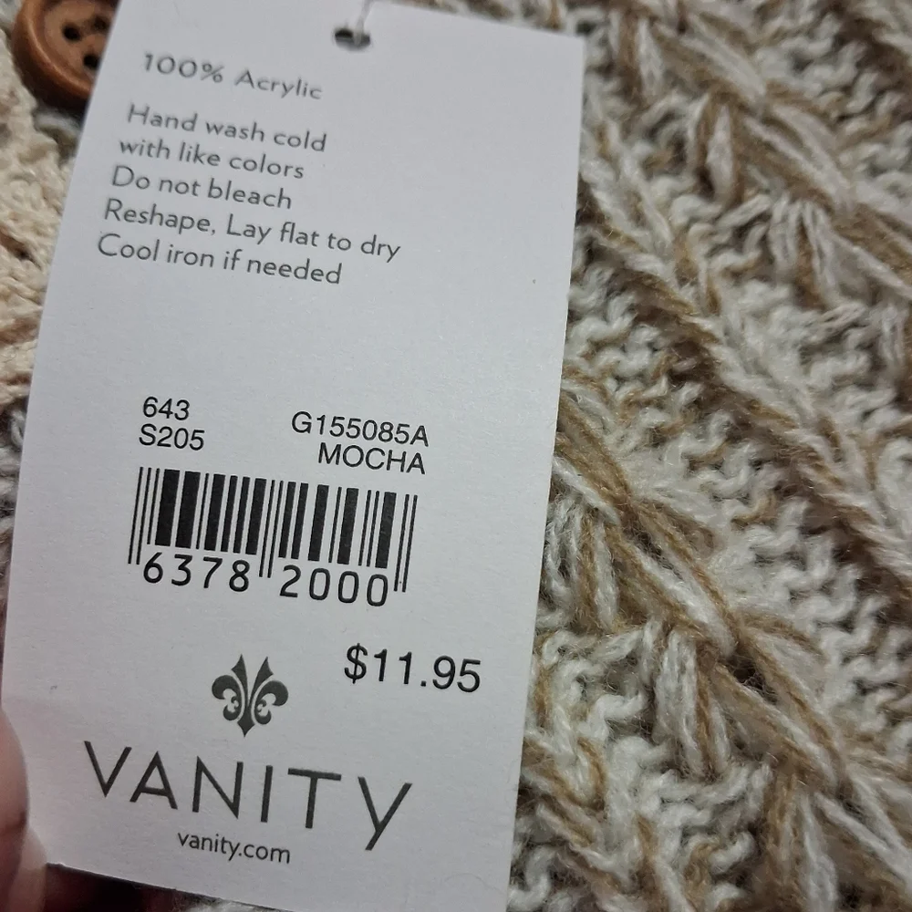 Vanity Boot Cuffs Mocha Knit Boot Cuffs with Button Detail NWT